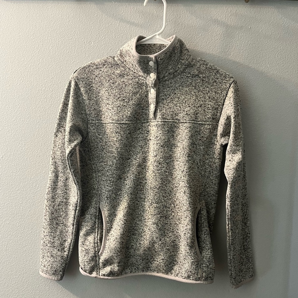 Eddie Bauer Woman’s Radiator Heather Grey Fleece Snap Mock XS